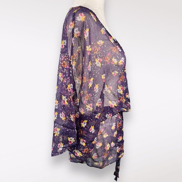 Floral Silk Sheer Blouse Ella Moss Anthropologie Small - Picture 6 of 10